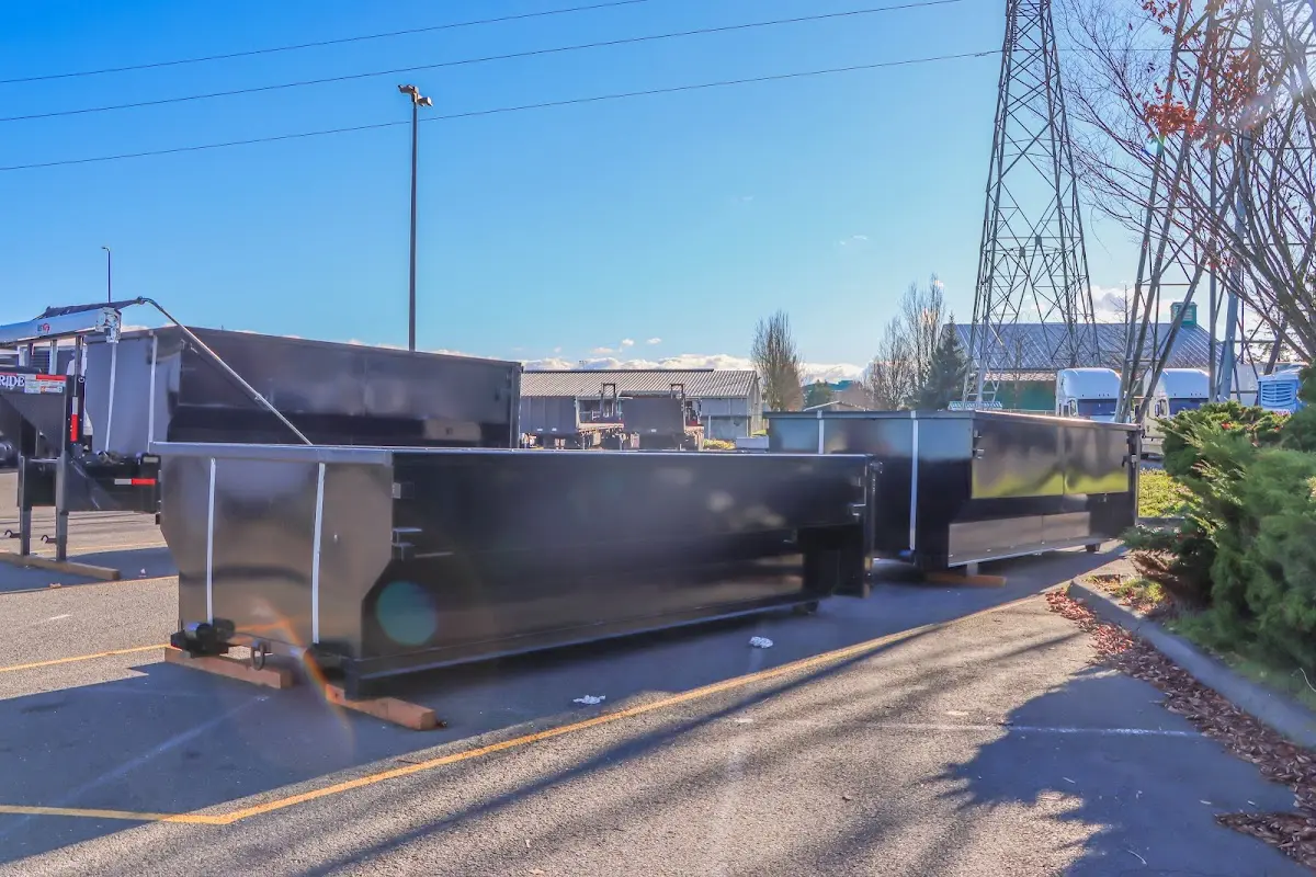 Roll-off dumpster ready for waste disposal at job site for Cleanout Dumpster Rental in Highlands
